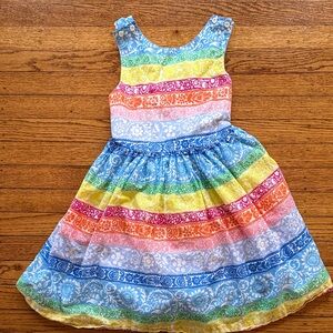 Mini Boden Stripe lined Sundress - Colorful Floral Pattern Easter